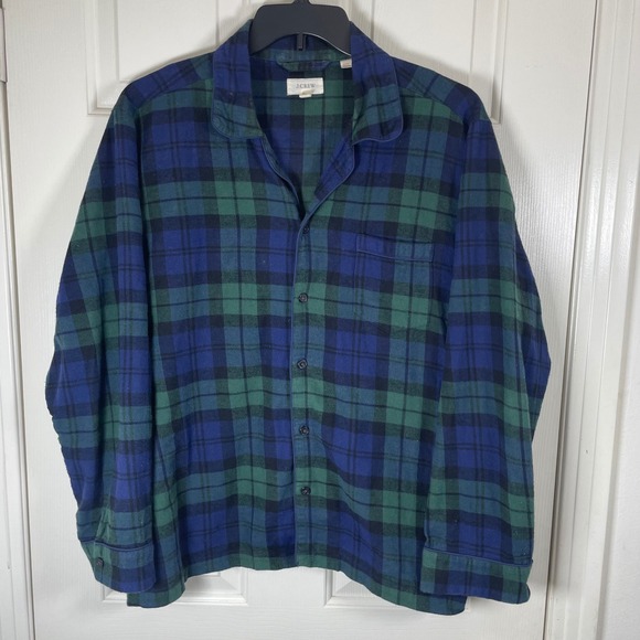 J Crew Men's Plaid Flannel Pajama Set Long Sleeve Button Up With Pants Large - Picture 2 of 11